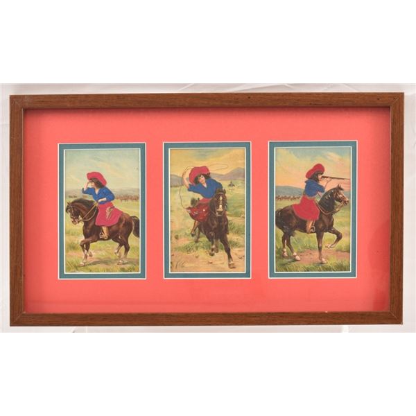 Framed Silk Cowgirl Scene