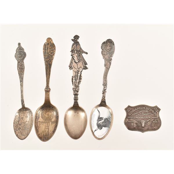 1880s Souvenir Silver Spoons & Bohlin Shield