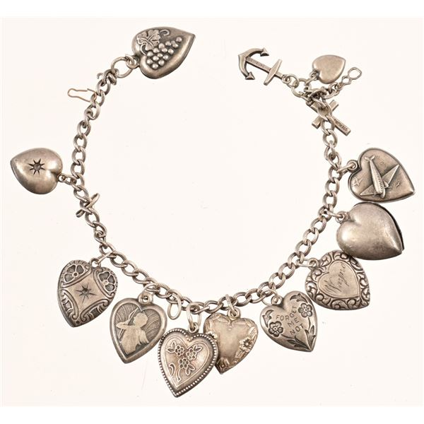 Sterling Silver Heart Charm Bracelet