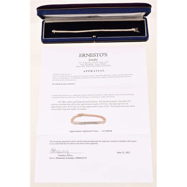 18kt Yellow Gold Diamond Tennis Bracelet