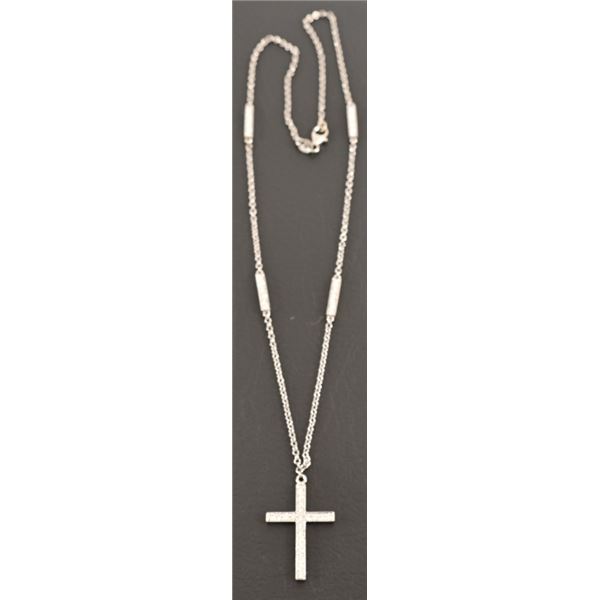 14kt White Gold Diamond Cross Necklace