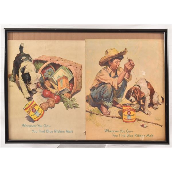 (2) Blue Ribbon Malt Poster Ads