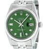 Image 2 : Rolex Mens Stainless Green Diamond 36MM Datejust Wristwatch Oyster Perpetual