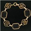 Image 4 : Retro Vintage 14kt Green and Rose Gold Black Onyx and Open Leaf Link Bracelet