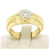 Image 4 : Men's 14kt Yellow and White Gold 0.40 ctw Bezel Round Diamond Solitaire Band Rin