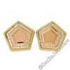 Image 1 : New 14kt Rose, White, and Yellow Gold Stone Finished Tiered Pentagon Stud Earrin