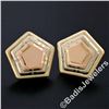 Image 2 : New 14kt Rose, White, and Yellow Gold Stone Finished Tiered Pentagon Stud Earrin