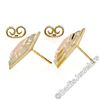 Image 3 : New 14kt Rose, White, and Yellow Gold Stone Finished Tiered Pentagon Stud Earrin