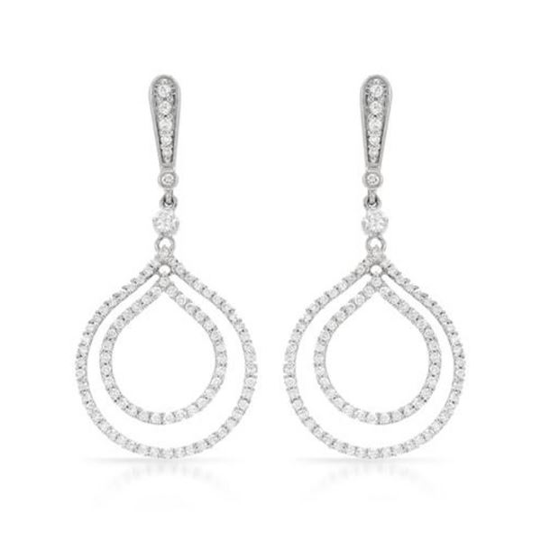 14k White Gold 1.23CTW Diamond Earrings, (SI3/G)