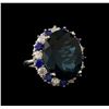 Image 1 : 14KT White Gold 20.82 ctw Topaz, Sapphire and Diamond Ring