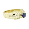 Image 1 : 1.40 ctw Round Brilliant Blue Sapphire And Diamond Ring - 14KT Yellow Gold