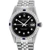 Image 2 : Rolex Mens Stainless Steel Black Diamond & Sapphire Datejust Wristwatch