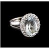 Image 1 : 5.67 ctw Aquamarine and Diamond Ring - 14KT White Gold