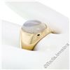 Image 2 : Men's Large Polished 14kt Yellow Gold Oval Cabochon Blue Moonstone Solitaire Rin