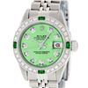 Image 1 : Rolex Ladies Stainless Steel Quickset Green Diamond & Emerald Wristwatch