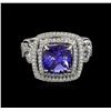 Image 2 : 18KT White Gold 3.33 ctw Tanzanite and Diamond Ring