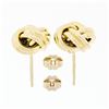 Image 3 : Italian 14K Yellow Gold Ribbed High Polished Dual Tube Love Knot Stud Earrings