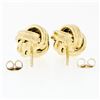 Image 4 : Italian 14K Yellow Gold Ribbed High Polished Dual Tube Love Knot Stud Earrings