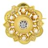Image 2 : Antique Victorian 18K Yellow Gold Diamond Pearl Detailed Open Flower Brooch Pin