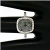 Image 6 : 14K White Gold 3.12 ctw Checkerboard Cushion Cut Black & White Diamond Halo Ring