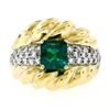 Image 1 : Vintage 18kt Gold 2.29 ctw GIA Certified Colombian Emerald and Diamond Cocktail