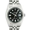 Image 1 : Rolex Mens Stainless Black Diamond 36MM Datejust Wristwatch Oyster Perpetual