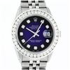 Image 1 : Rolex Mens Stainless Steel Blue Vignette 3 ctw Diamond Datejust Wristwatch