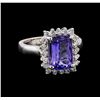 Image 1 : 3.25 ctw Tanzanite and Diamond Ring - 14KT White Gold