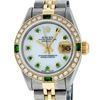 Image 1 : Rolex Ladies 2 Tone Mother Of Pearl & Emerald 26MM Datejust Wristwatch