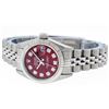 Image 5 : Rolex Ladies Stainless Steel Red Diamond Quickset Datejust Wristwatch 26MM