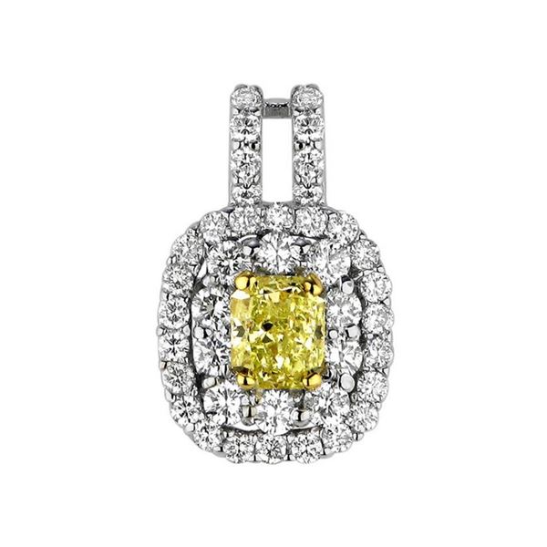 18k Two Tone Gold 1.13CTW Diamond Pendant, (VS1-SI1/VS1 /G-H/Nat-yel)