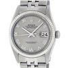Image 1 : Rolex Mens Stainless Steel 36MM Slate Grey Roman Datejust Wristwatch