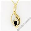 Image 6 : 14kt Yellow Gold Pear Cabochon Black Onyx Open Pendant Necklace