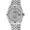 Image 1 : Rolex Mens Stainless Steel Slate Grey Diamond & Emerald Datejust Wristwatch