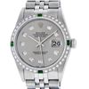 Image 2 : Rolex Mens Stainless Steel Slate Grey Diamond & Emerald Datejust Wristwatch