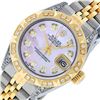 Image 2 : Rolex Ladies 2 Tone Pink MOP Diamond Lugs & Pyramid Datejust Wriswatch