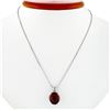 Image 3 : New 14K White Gold 7.43 ctw Oval Brilliant Almandine Garnet 18" Pendant Necklace