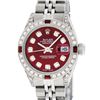 Image 1 : Rolex Ladies Stainless Steel Diamond Lugs & Ruby Datejust Wristwatch 36MM