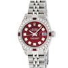 Image 2 : Rolex Ladies Stainless Steel Diamond Lugs & Ruby Datejust Wristwatch 36MM