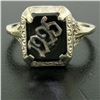 Image 6 : 1925 14k White Gold Prong Set Black Onyx Filigree Dinner Ring
