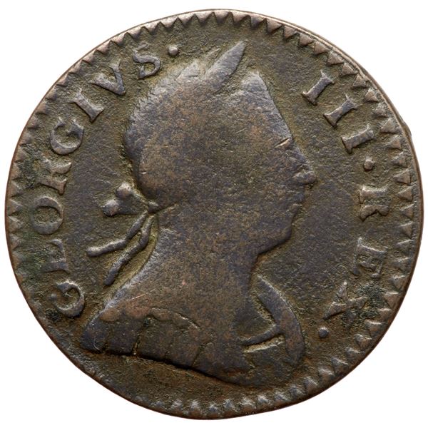 1776 Machin's Mills Halfpenny V.6-76A R4 Large Date F15