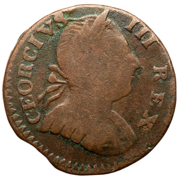 1776 Machin's Mills Halfpenny V.9-76B R7 Small Date F12