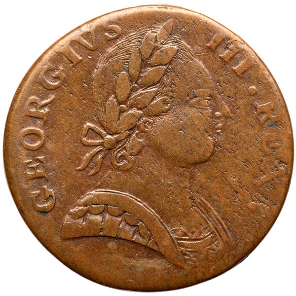 1778 Machin's Mills Halfpenny V.11-78A R3 VF25