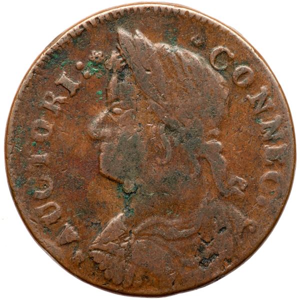 1787 Connecticut Miller 31.1 Obverse Brockage DBL F15