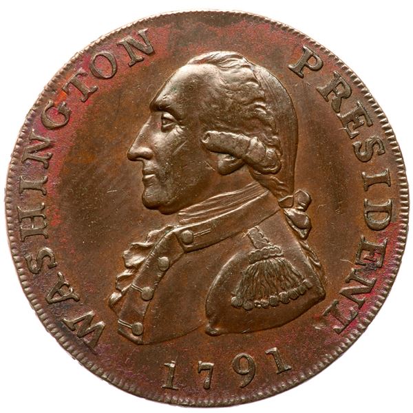 1791 Washington Cent with Large Eagle Breen-1206, Baker-15 AU50