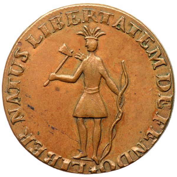 (1787)  John Bolen copy of the LIBERNATUS Pattern for Thomas Machin in copper  Kenney-7  AU50