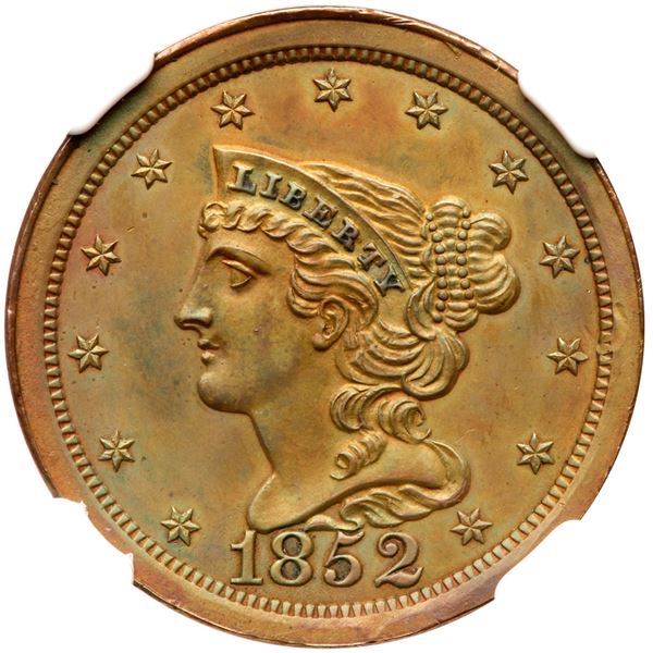 1852 Second Restrike Proof Breen 1-C R7 NGC graded Proof-62 Brown