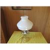 Image 1 : CLEAR GLASS ALLADIN LAMP WITH MILK GLASS SHADE