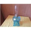 Image 1 : CLEAR BLUE (VASELINE STYLE) SQUARE SWIRL LAMP WITH CHIMNEY