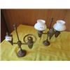 Image 1 : 2 BRASS DESK OIL LAMPS WITH 2 MILK GLASS SHADES
